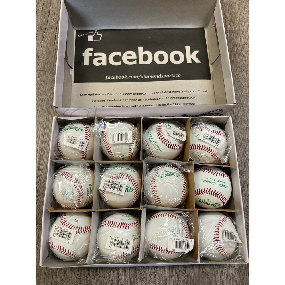 Diamond DLL-3 Little League Minor League Baseballs Case of 12 New White Red Seam
